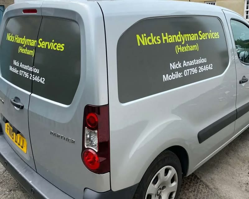 Nick’s silver van with lime Handyman Services lettering